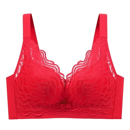 eileial Women s Underwire Bra Minimizer Lace Floral Bra Unlined Unpadded Plus Size Full Coverage Bra Red XXXL