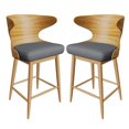 thumbnail image 3 of Glavbiku Mid Century Wood Barstools Set of 2 W/Fabric Upholstered,and Curved Backrest,Charcoal, 3 of 10