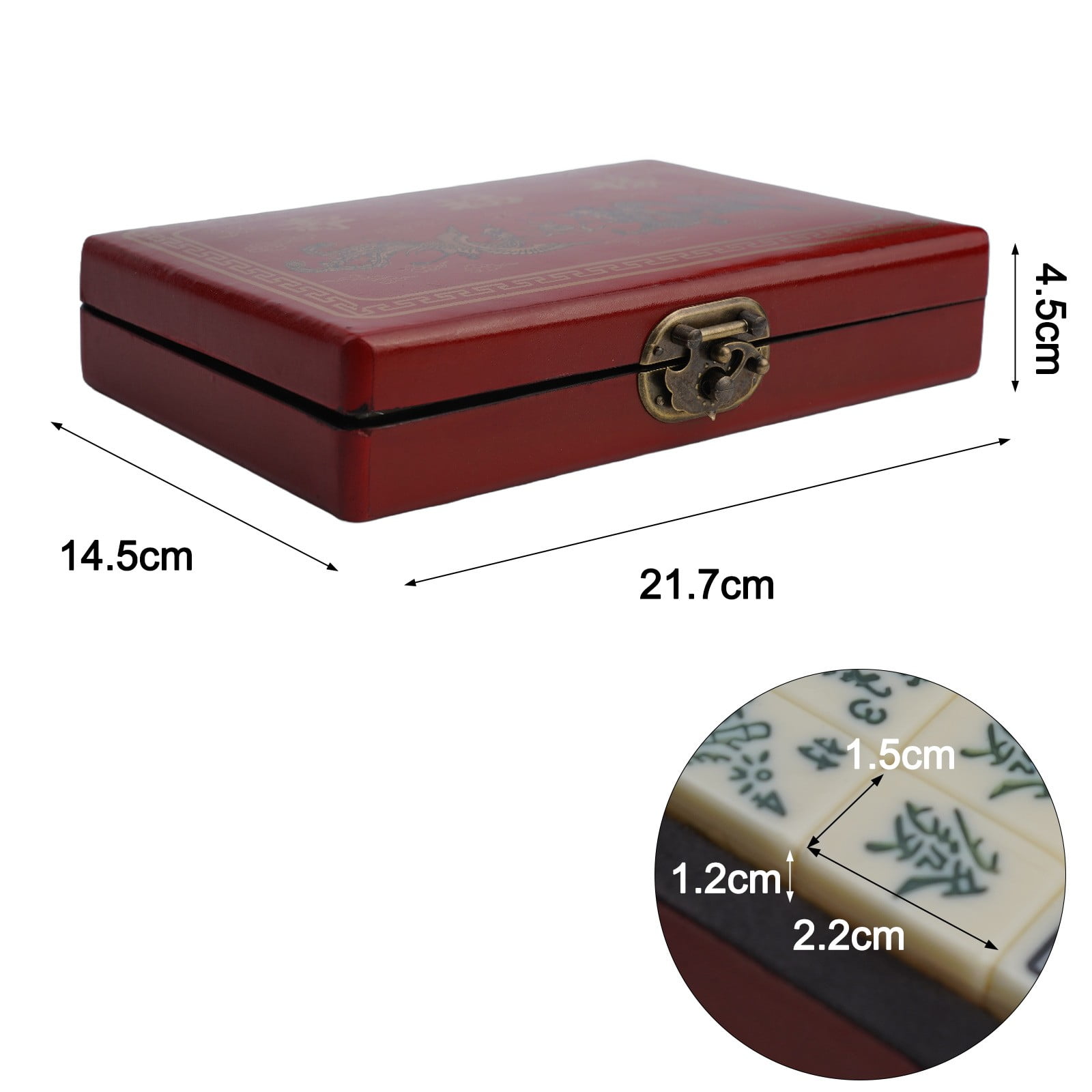 Portable Chinese Mahjong Set with 2pcs Dice Wooden Carrying Case for Travel Game
