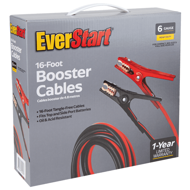 EverStart 16-Foot Booster Cables, 6-Gauge, 600A, Full-Size photo 1