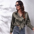 thumbnail image 2 of Chemise en Satin de Soie à Manches Longues pour Femmes, Boutonnée, Décontractée, Travail Bureau, Blouse Soyeuse, Haut, 2 of 5