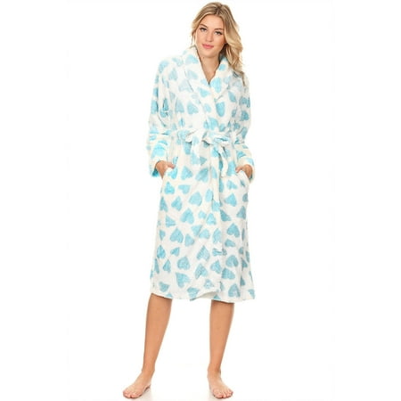 114087 Women Spa Robe Long Plush Bath Robe Super Soft Thick Warm Green XL