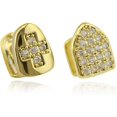 thumbnail image 1 of HAHDAXIA 2 Pcs Iced Out Diamond Teeth Grillz for Hip Hop Grills for Your Teeth Top and Bottom, Rapper Costume Cosplay Teeth Jewelry and Accessories - for Photo Video Shoots, Clubbing, 1 of 2