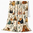 thumbnail image 2 of Woodland Campfire Animals Pattern, Peaceful Cartoon Camping Style for Nature Lovers, Moon Lantern Camp Theme and Just Because Gift, Warm Flannel Blanket for Bedroom Living Room, Home Decor, 2 of 9