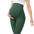 thumbnail image 4 of qolati Womens Maternity Leggings Over The Belly Pregnancy Tights Pants Casual High Waisted Yoga Workout Activewear Mint Green S, 4 of 5