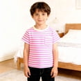 thumbnail image 4 of T-shirt Classique à Rayures Col Rond pour Enfants Manches Courtes Décontracté Doux Confortable pour Jouer au Quotidien, 4 of 5