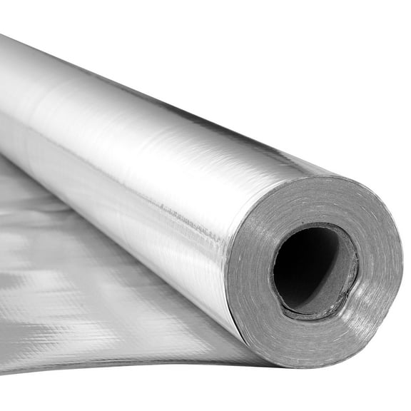 VEVOR Double Reflective Insulation Roll, Non-Perforated Woven Fabric Radiant Barrier, 0.15mm 48 in x 125 ft, Double-Sided Aluminum Foil Heat Reflective Shield