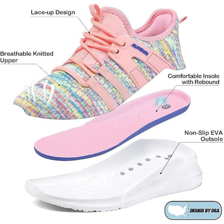 Kids Multi-Color Athletic Sneakers - Breathable Knit Upper Kushyshoo Kids Sneakers Rainbow Blue Running Tennis Athletic  main image 2