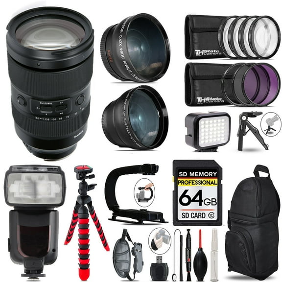Tamron 35-150mm f/2-2.8 Di III VXD Lens for (Sony E)   LED Light   Tripod - 64GB Accessory Bundle (International Version)