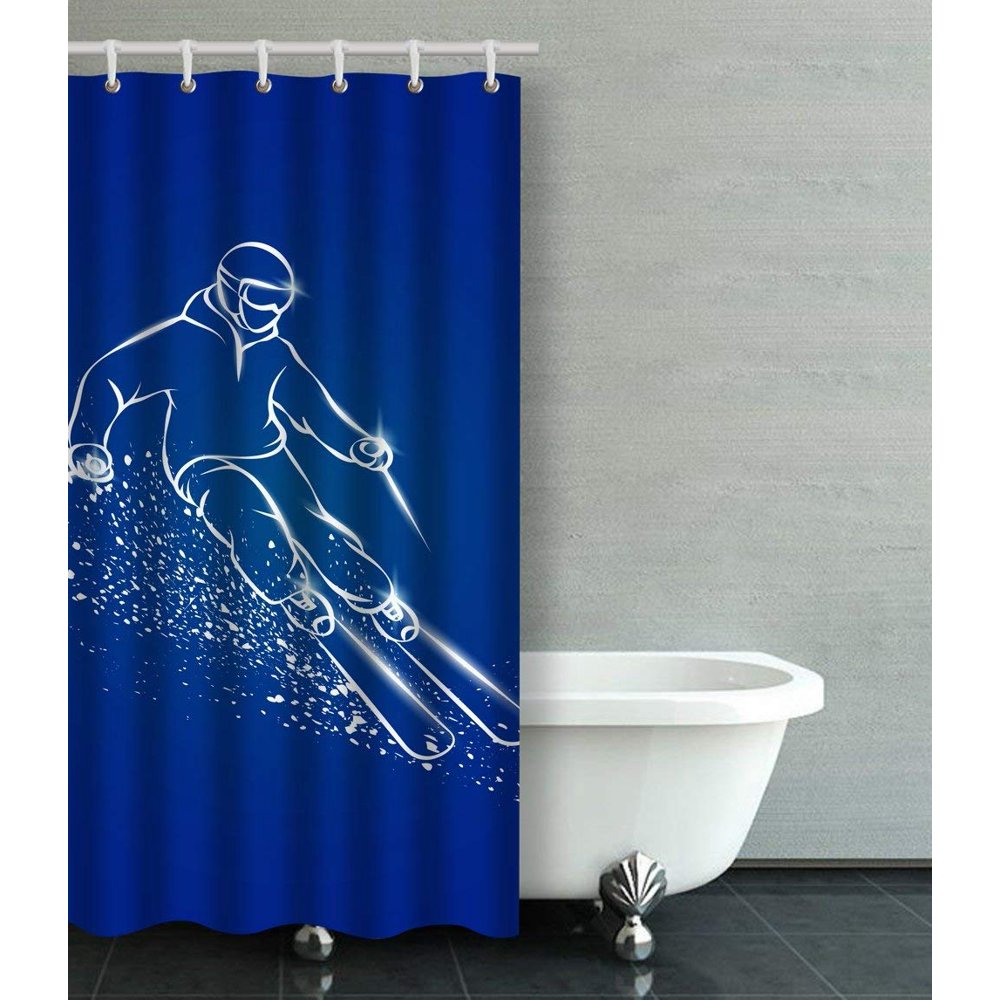 WOPOP Skier On A Mountain Slope With Snow Spray Effect White Ski Sport