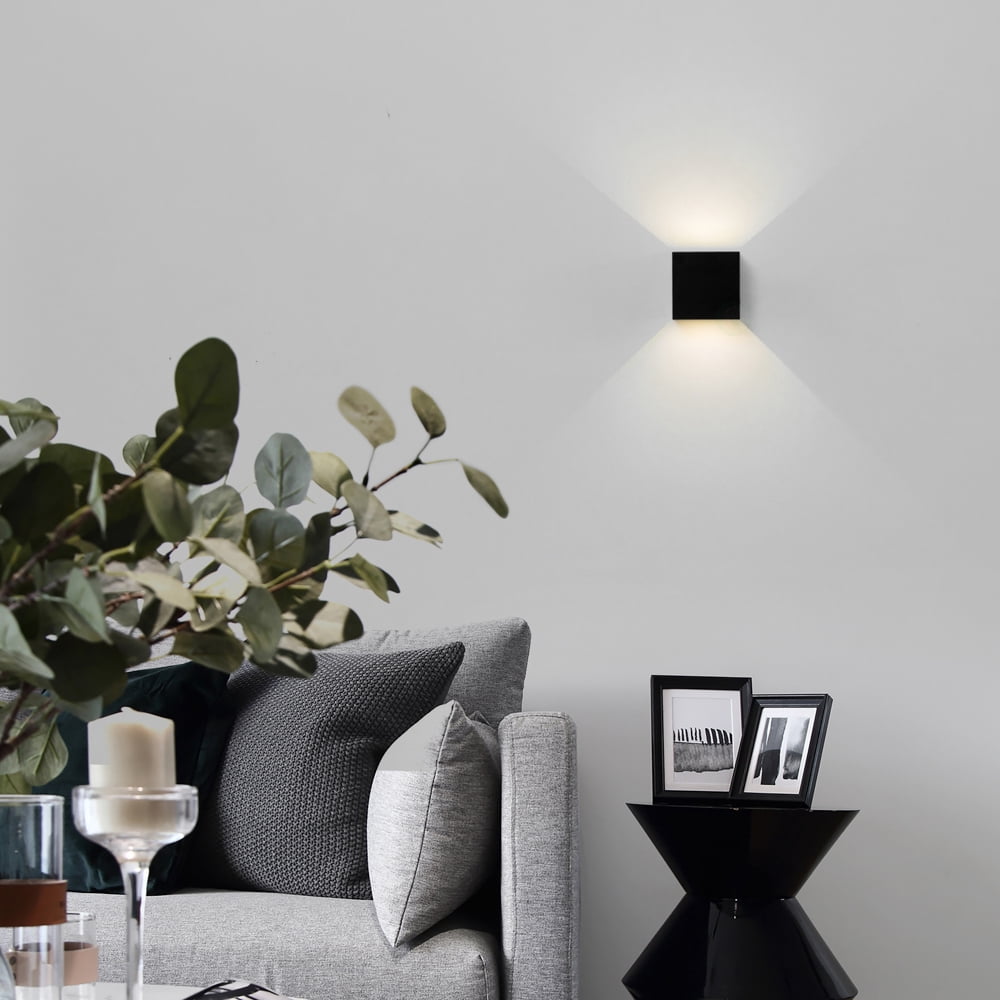 Modern Wall Sconce LED Waterproof Wall Lamp Aluminum with Adjustable Beam 10-Watt 4000K Cool White Indoor Outdoor for Bathroom Bedroom Corridor Living Room Stairs and Garden, Black Set of 4