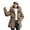 Coffee M, variant on Winter Women Jacket Furry Hood Long Sleeves Drawstring Waist Pockets Zipper And Button Closure Windbreaker Mid Length Solid Color Windproof Warm Coat