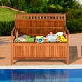 thumbnail image 3 of Gymax 42'' Storage Bench Deck Box Solid Wood Seating Container Tools Toys W/Backrest, 3 of 10