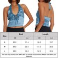 thumbnail image 2 of Chaleco Y2K Chica Chaleco de encaje con cuello en V profundo Poliéster Sin espalda Halter Tank Top (Azul L) Cgtredaw Azul T L para Mujer, 2 of 6