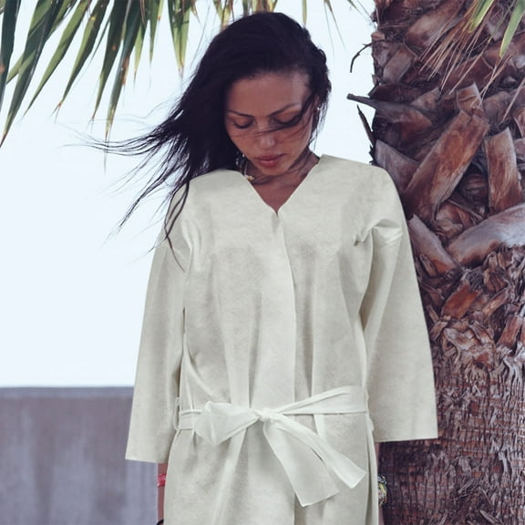 KONTONTY Shower Robe for Women Bathrobe Cotton White 1Pcs Travel
