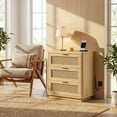 thumbnail image 5 of Biemlerfn 3 Drawer Nightstands with Charging,Rattan Side Table,Natural Wood, 5 of 11