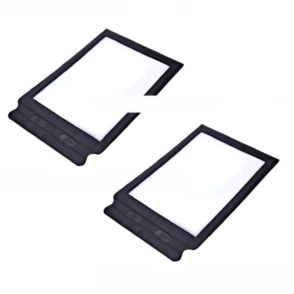 A4 Full Page Magnifier for Reading, Clear Lightweight Magnifier for Reading Aid, Flat Plastic Optical Fresnel Lens for Seniors Reading Small Prints People with Low Vision,Black-2pcs