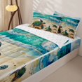 thumbnail image 3 of Manfei Cute Sea Turtle Zipper Twin Comforter Sets with Fitted Sheet and 2 Pillowcases,Sandy Beach Zipper Bedding Set,Yellow Green,Reversible,4pcs, 3 of 8