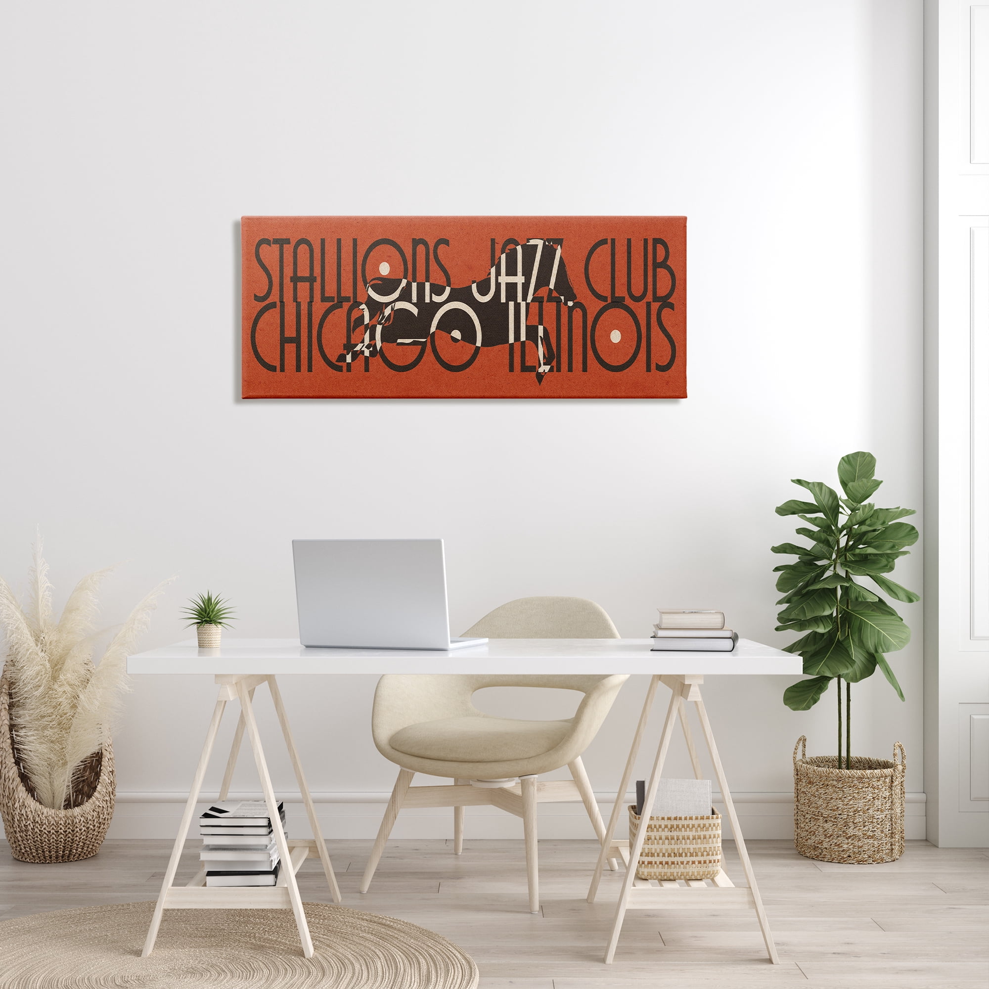 Stupell Industries Stallions Jazz Club Vintage Race Horse Chicago Illinois, 48 x 20, Design by Daphne Polselli