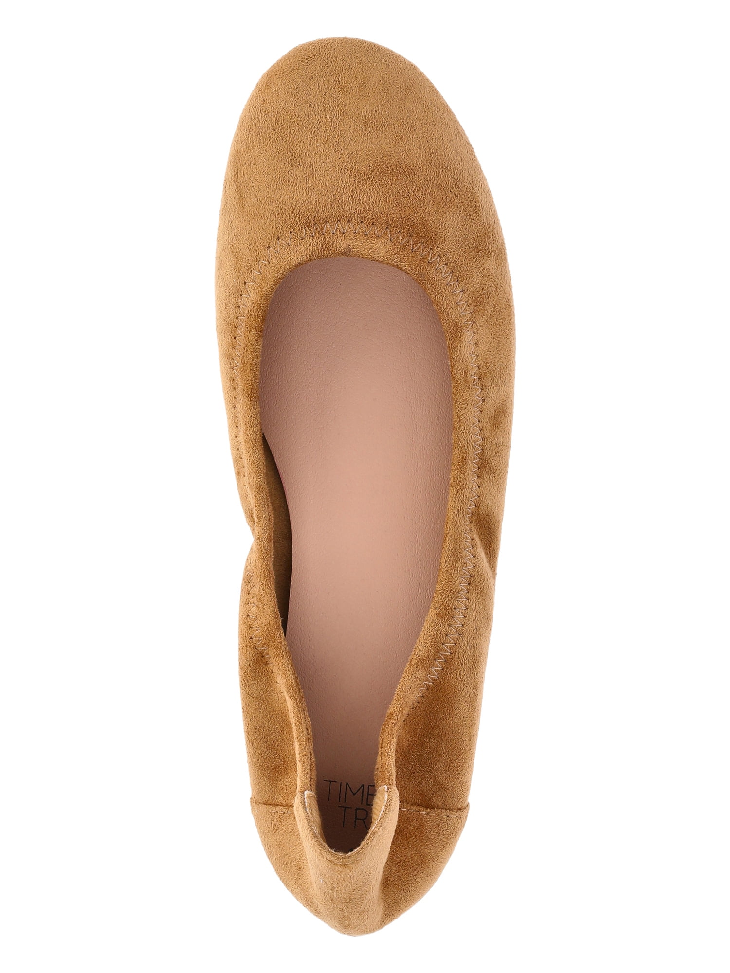 Time and Tru Women's Scrunch Ballet Flats, Wide Width Available