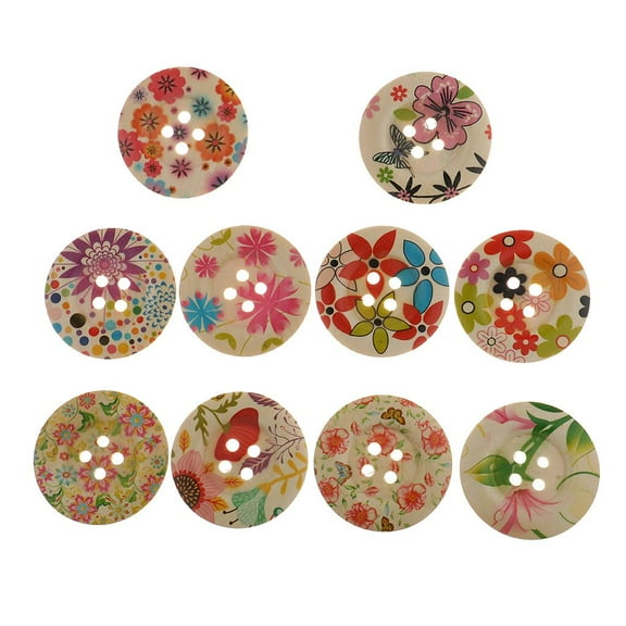 10 Pieces Assorted Wooden Flower Decorative Buttons Scrapbooking Embellishment Sewing Clothes Buttons 50mm