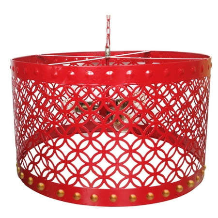

BenJara Beautiful Circular Cutout Metal Chandelier Red