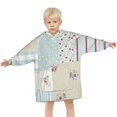 thumbnail image 3 of Pioneer Flower Floral Print Pattern Blanket Hoodies for Kids 6-13YR Oversize Wearable Blanket Hoodies for Boys Girls Teens, 3 of 7