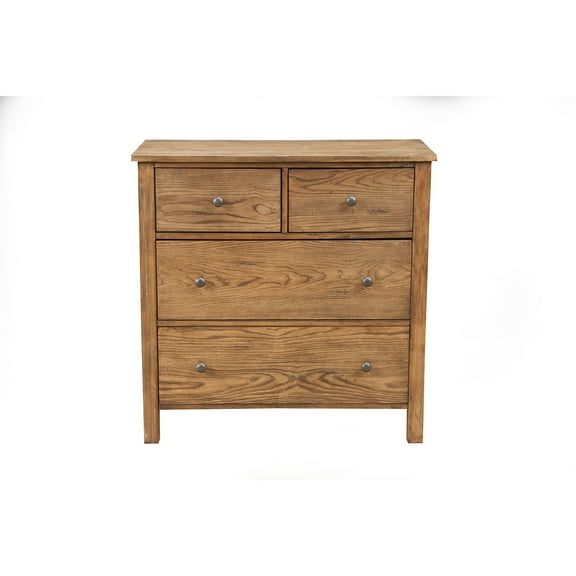 Origins by Alpine Classic Wood Small 4 Drawer Accent Chest in Natural Gray