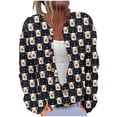 thumbnail image 2 of Cárdigan de mujer, cárdigan de manga larga, ahuecado, color sólido, chaqueta informal, parte superior de poliéster para mujer, 2 of 6