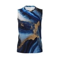 thumbnail image 6 of Lsque Navy Blue Marble Print Men's Cotton Blend Sleeveless Muscle Shirts (S-3XL)- Moisture Wicking, Odor Protection, UPF 30+,Large, 6 of 8