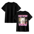 thumbnail image 3 of Certified Freak Funny Cat Meme Washed short sleeves T-shirt Sarcastic stick out the tongue cute cat meme shirt cotton casual Pink Graphic Print tee, 3 of 7