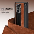 thumbnail image 6 of ShellTech for Samsung Galaxy Z Fold 7 Leather Hard PC Plating Case with Pen Holder & Slim Stylus, with Kickstand, Hinge Protection, Screen Protector, Retro Leather Protective Cover,Brown, 6 of 7