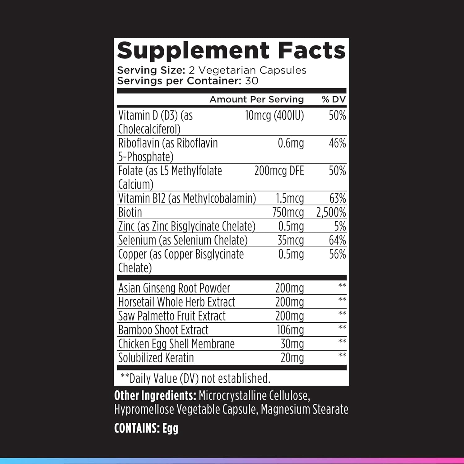 Livingood Daily Hair, Skin & Nails Supplement, 14-in-1 Formula with Biotin, Collagen, Keratin, Bamboo, Selenium, Folate, B12, Zinc and More, Beauty Supplement for Women & Men, Gluten Free, 60 Capsule
