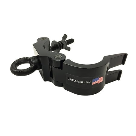 Cedarslink Black DJ Pro-Clamp 2 inch Heavy-Duty 360 Wrap Around Aluminum Clamp Eye Hook