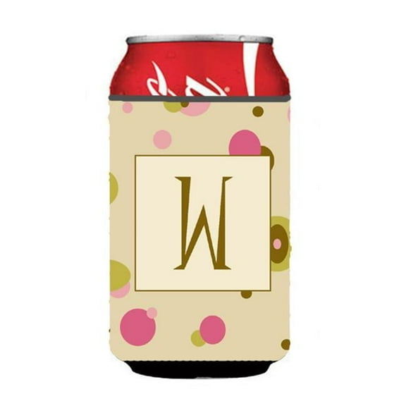 Letter W Initial Monogram - Tan Dots Can or Bottle Hugger