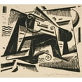 thumbnail image 2 of Johannes Molzahn 22x20 Black Ornate Framed Double Matted Museum Art Print Titled: Work 32 (1921), 2 of 5