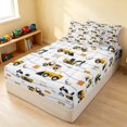 thumbnail image 3 of Erosebridal Monster Truck Zipper Full Size Comforter Sets with Fitted Sheet and 2 Pillowcases, Tire Track Zipper Bedding Set, White, Reversible, 3 of 7