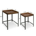 thumbnail image 2 of Kate and Laurel - Marsh 2-Piece Rustic-Modern Side Accent End Tables with Pieced Quilted Star Pattern Designed Wooden Tray Top and Distressed Black Metal Base, 2 of 5