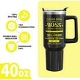 thumbnail image 4 of 40 Oz Boss Tumbler with Handle and Lid Straw, Black Stainless Steel Travel Cups, Office Farewell Gifts for Manager, Mentor, Leader Women Men (1PC), 4 of 6