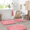 thumbnail image 1 of Set of 3 Clara Clark Bath Mat Bathroom Rug - Absorbent Memory Foam Bath Rugs - Non-Slip, Thick, Cozy Velvet Feel Microfiber Bathrug - Pink - Large 20"x32" - Small 17"x24" - Contour 24"x20", 1 of 6