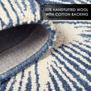 NICOLE MILLER NEW YORK Kendall Slinky Geo Handcrafted Area Rug, 100% Wool Rug, Navy Blue, 9'x12'