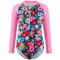 thumbnail image 2 of LYMAYTER Kids Toddler Girls One Piece Swimsuits Baby Long Sleeve Rash Guard Zipper Front Bathing Suit UPF 50+ Sun Protection Swimwear 4-12T, 2 of 11