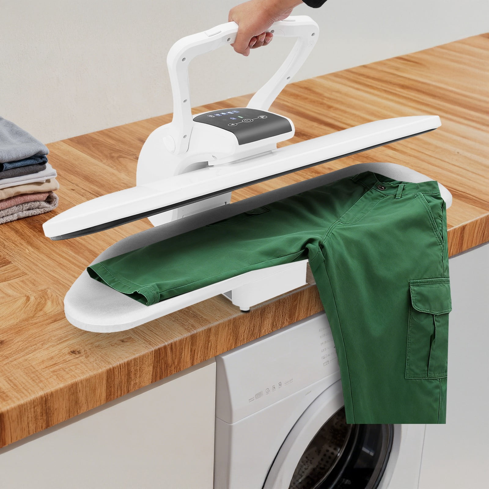 White 1600W 36in Fabric Press Machine Clothes Steam Press Touchscreen Modern