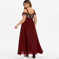 thumbnail image 5 of DondPO Plus Size Dresses for Curvy Women Maxi Dress Women Plus Size Cold Shoulder Floral Lace Maxi Party Evening Camis Long Dress Sundresses for Women Summer Dresses Wine Dress 6XL, 5 of 7