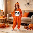 thumbnail image 2 of BOOMNY Halloween Unisex Boys Girls Romper Jumpsuit Hallowmas Skeleton Graphic Long Sleeve Hooded Jumpsuits for Kids Soft Warm Winter Loungewear Jumpsuit, 2 of 4