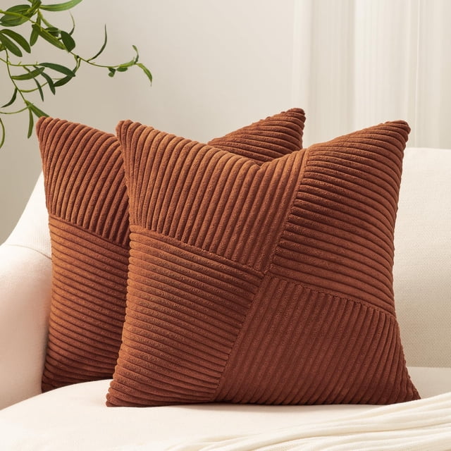 Fundas de almohada Topfinel Terracotta Corduroy de 65 x 65 cm (juego de 2)
