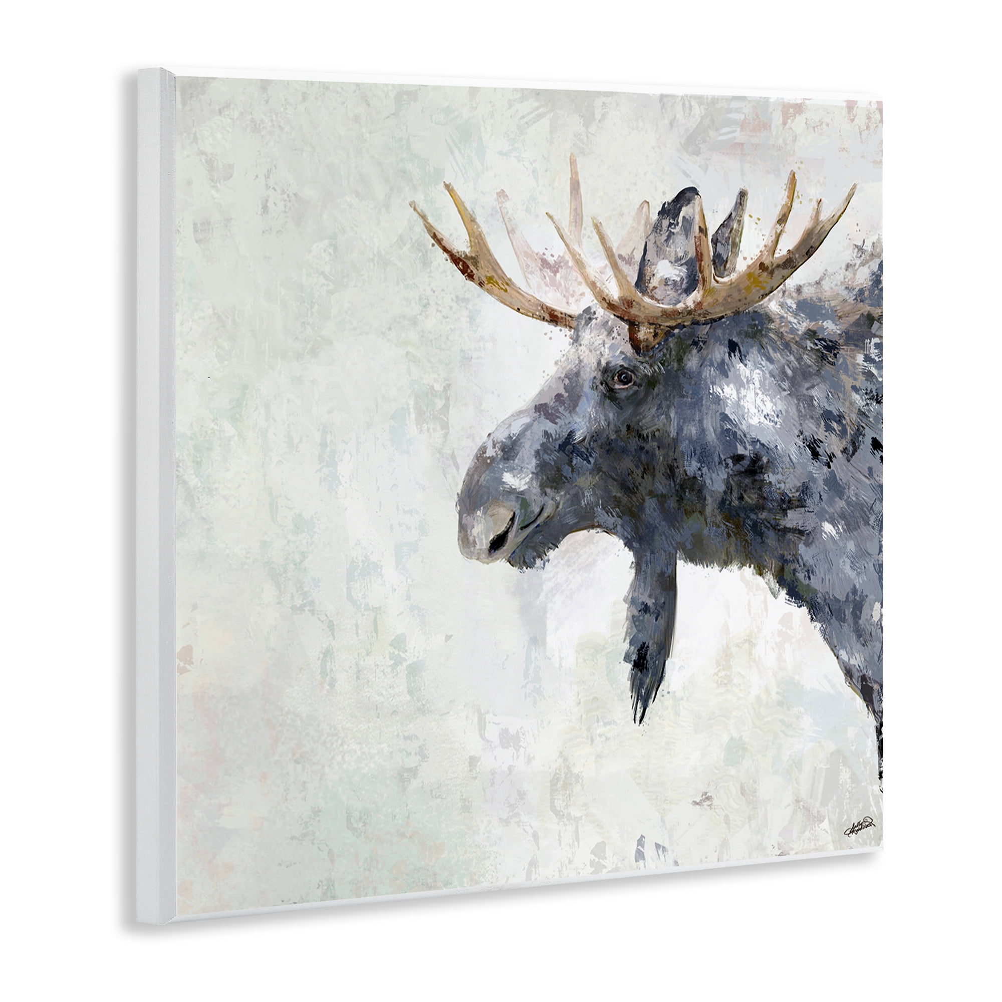 Stupell Industries Rustic Moose View Animals & Insects Painting Unframed Art Print Wall Art, 12 x 12