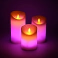 thumbnail image 2 of Juego de 3 velas LED sin llama, luz ALED, 3 velas LED RGB reales de color blanco cálido y multicolor, funciona con pilas con temporizador de control remoto, adecuado para decoraciones de bodas, 2 of 5