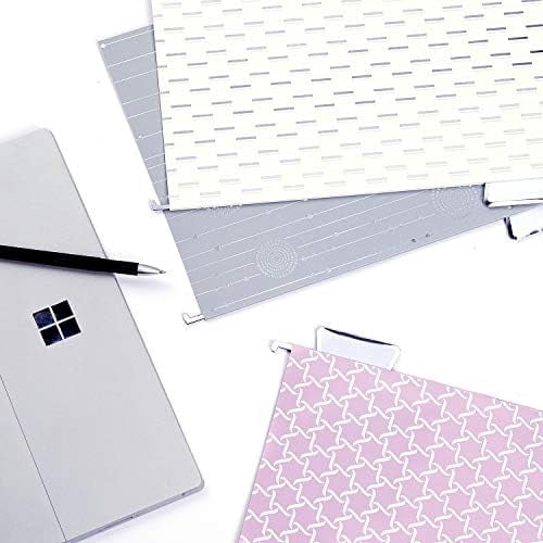 12 Pack Decorative Hanging File Folders Letter Size File Folder Cute Pretty Hanging Folder Organizer for Filing Cabinet Office Home Desktop with 1/5-Cut Adjustable Tabs, 3 Silver Foil Design
