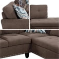 thumbnail image 4 of L Shaped Sectional Couches, Modular Fabric Corner Sofa with Cup Holder Lounge Sofa with Right Chaise for Living Room, Brown, 4 of 6